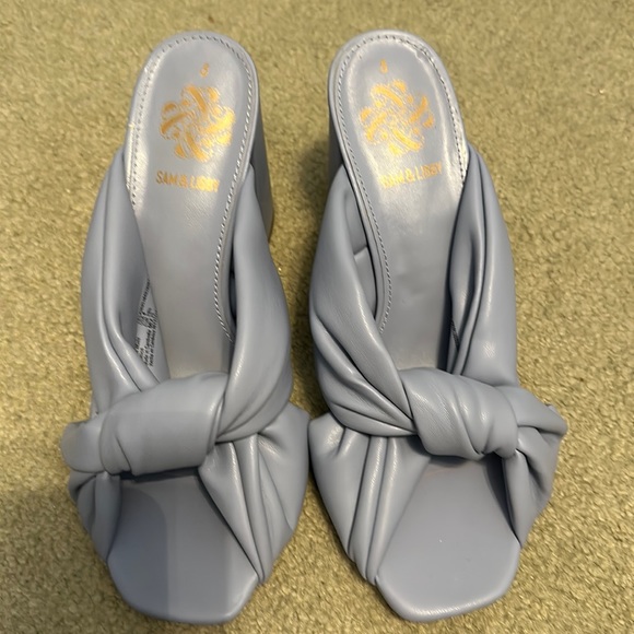 Sam and Libby blue block heel slides size 8 - Picture 1 of 6